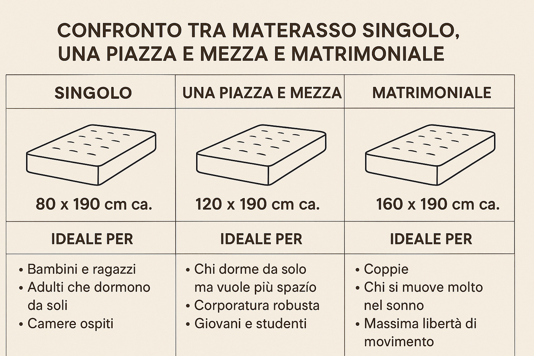 Materasso singolo, una piazza e mezza o matrimoniale? Guida alla scelta perfetta per il tuo riposo