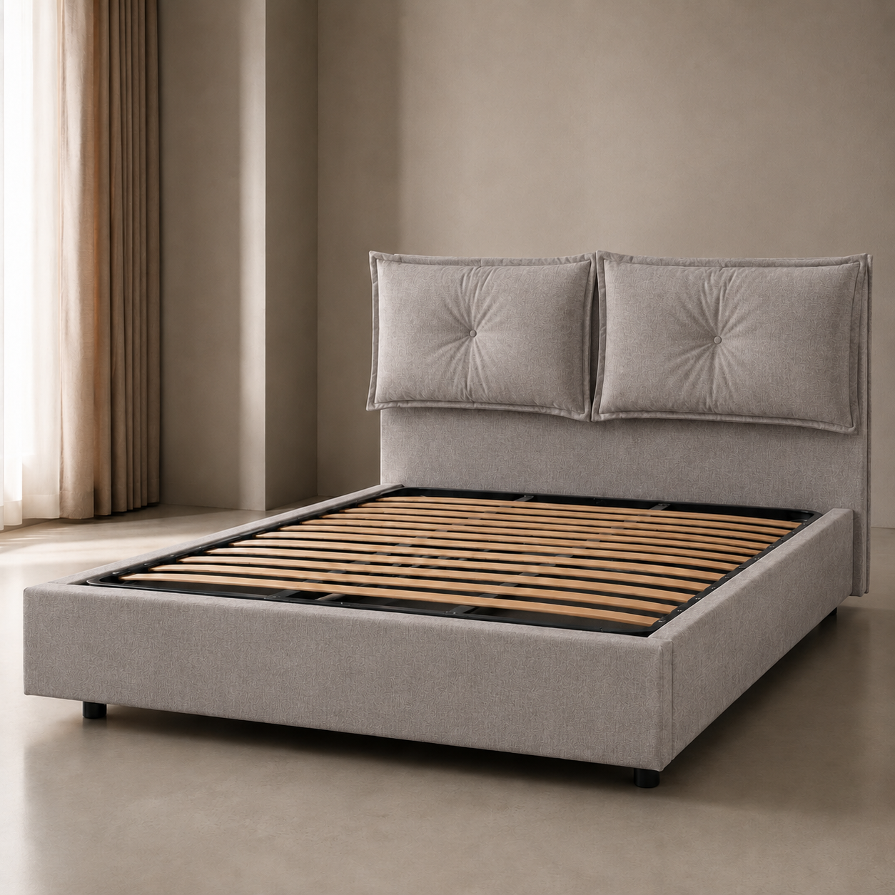 Letto Contenitore Giulia con Testata e Cuscini Imbottiti